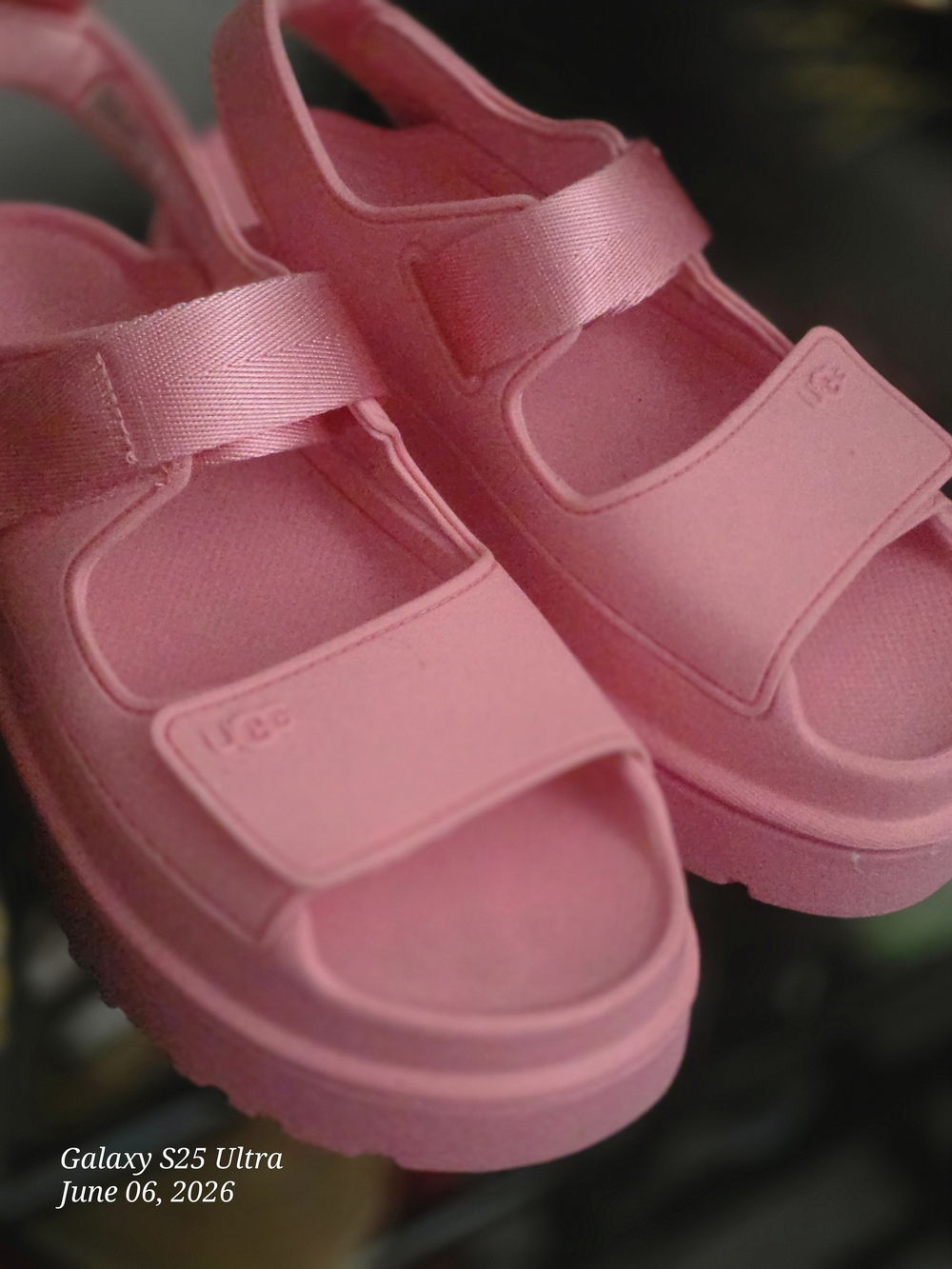 UGG Kids Pink Velcro Platform Sandals